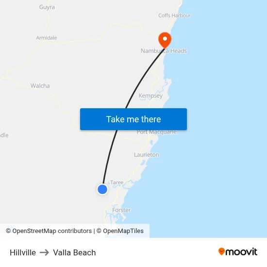 Hillville to Valla Beach map