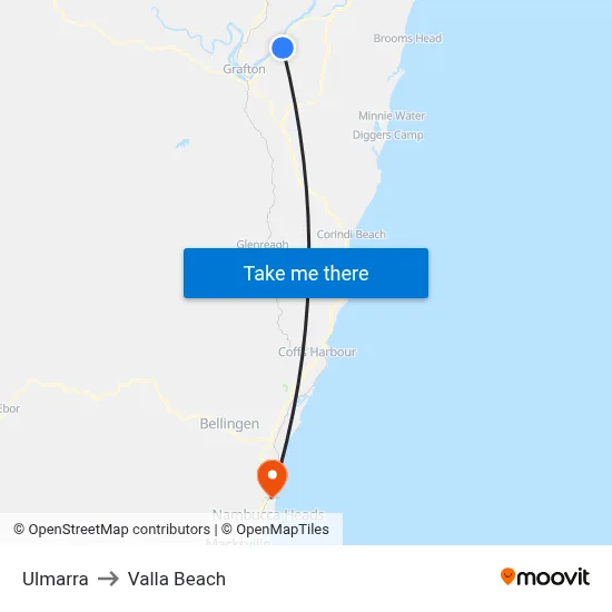 Ulmarra to Valla Beach map