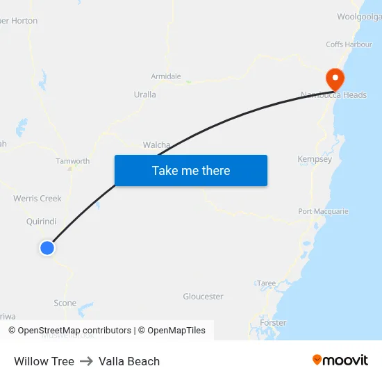 Willow Tree to Valla Beach map
