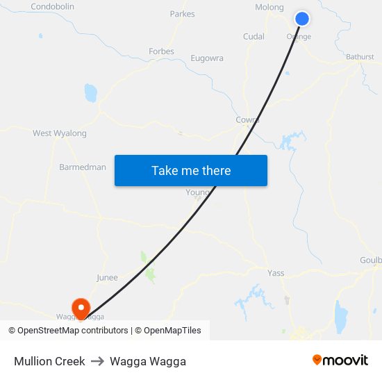 Mullion Creek to Wagga Wagga map