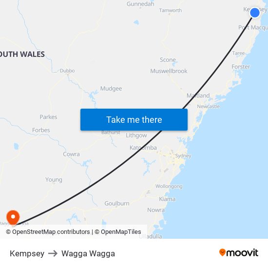 Kempsey to Wagga Wagga with public transportation