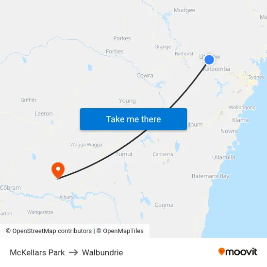 McKellars Park to Walbundrie map