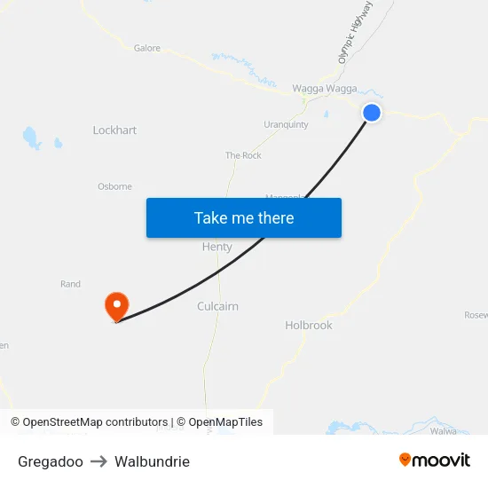 Gregadoo to Walbundrie map