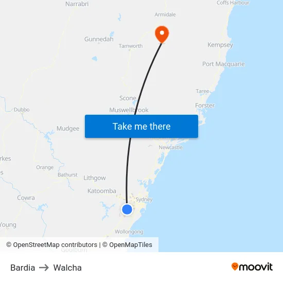 Bardia to Walcha map