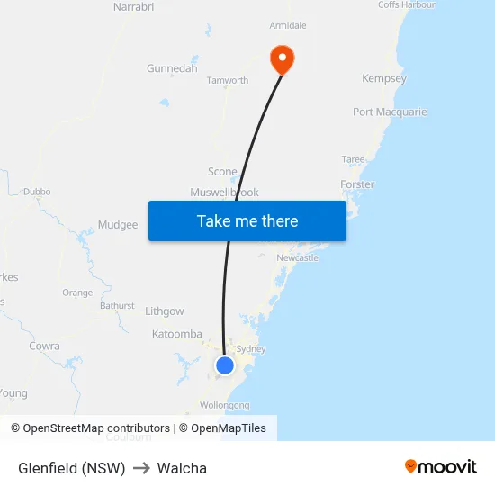 Glenfield (NSW) to Walcha map