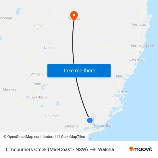 Limeburners Creek (Mid-Coast - NSW) to Walcha map
