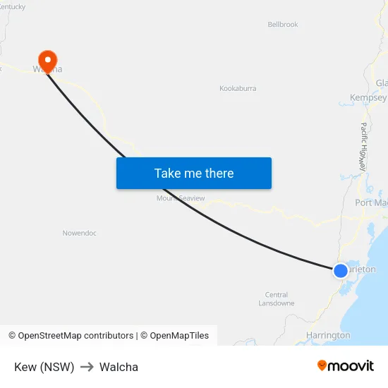 Kew (NSW) to Walcha map