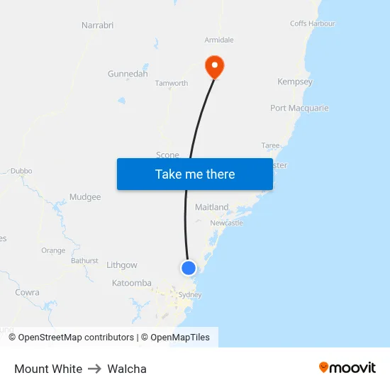Mount White to Walcha map