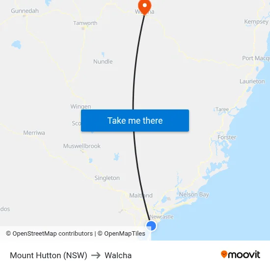 Mount Hutton (NSW) to Walcha map