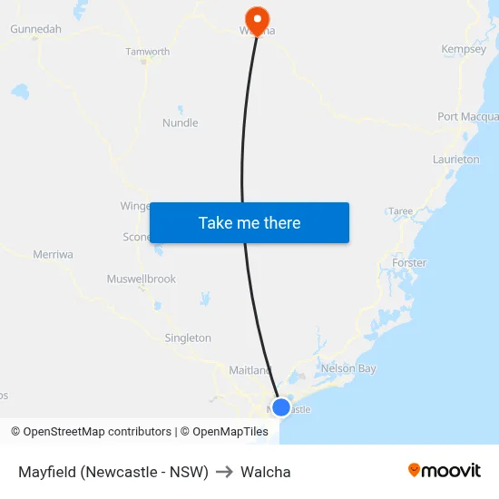 Mayfield (Newcastle - NSW) to Walcha map