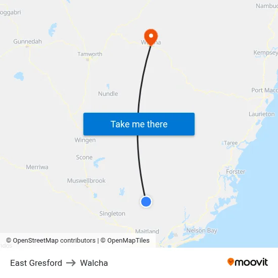East Gresford to Walcha map