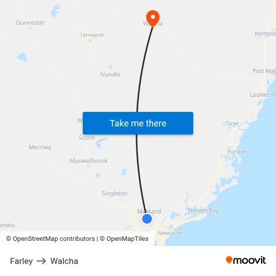 Farley to Walcha map