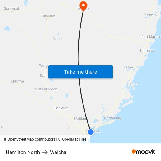 Hamilton North to Walcha map