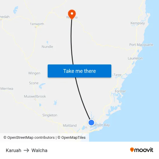 Karuah to Walcha map