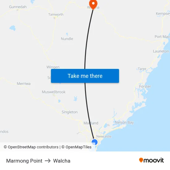 Marmong Point to Walcha map