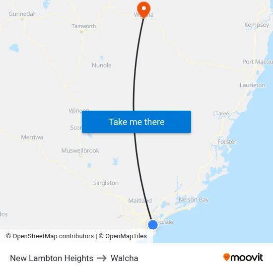 New Lambton Heights to Walcha map