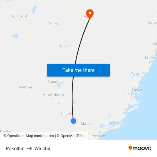 Pokolbin to Walcha map