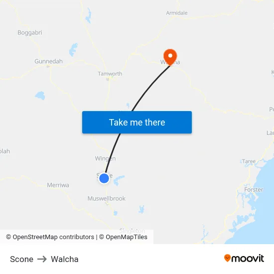 Scone to Walcha map