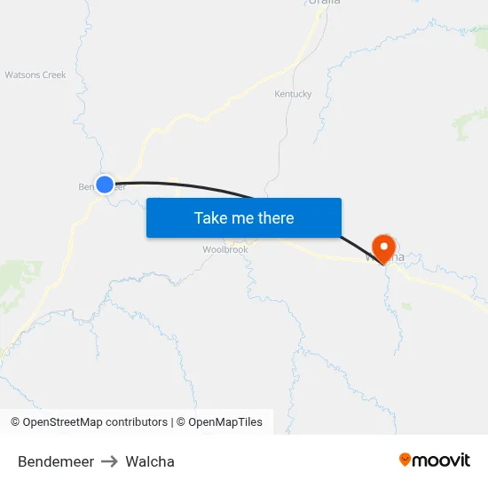 Bendemeer to Walcha map