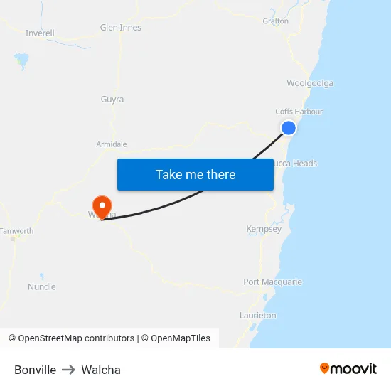 Bonville to Walcha map