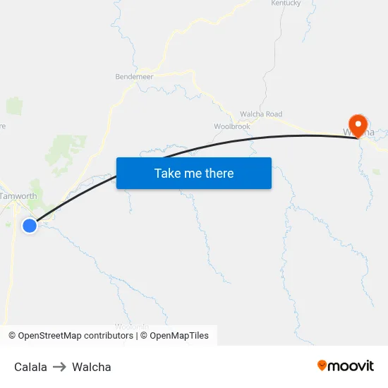 Calala to Walcha map
