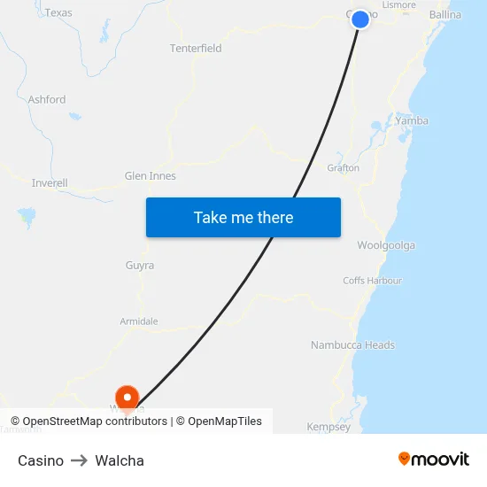 Casino to Walcha map