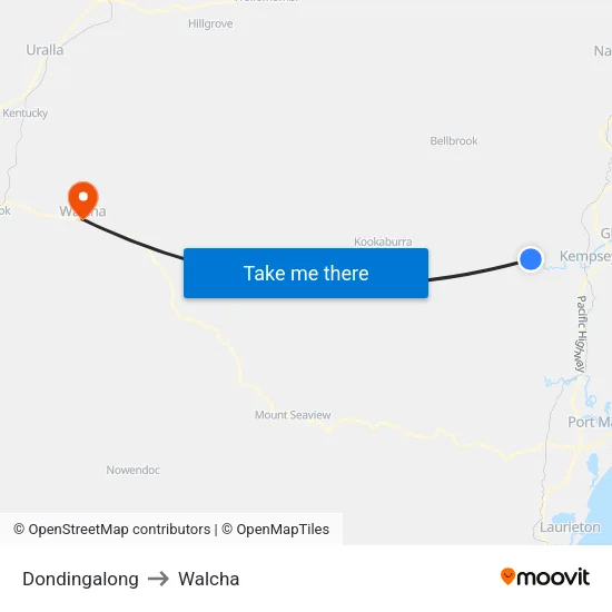 Dondingalong to Walcha map