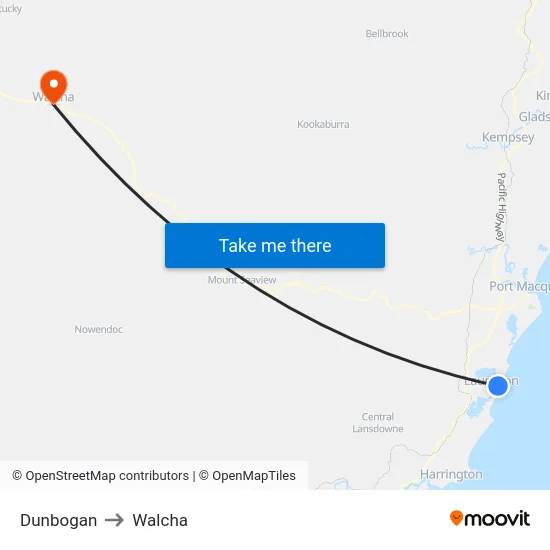 Dunbogan to Walcha map