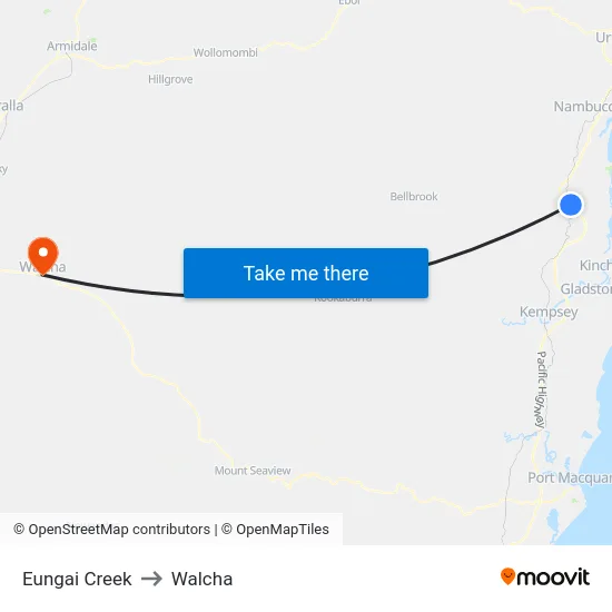 Eungai Creek to Walcha map