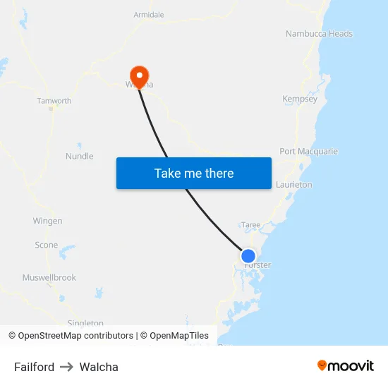 Failford to Walcha map