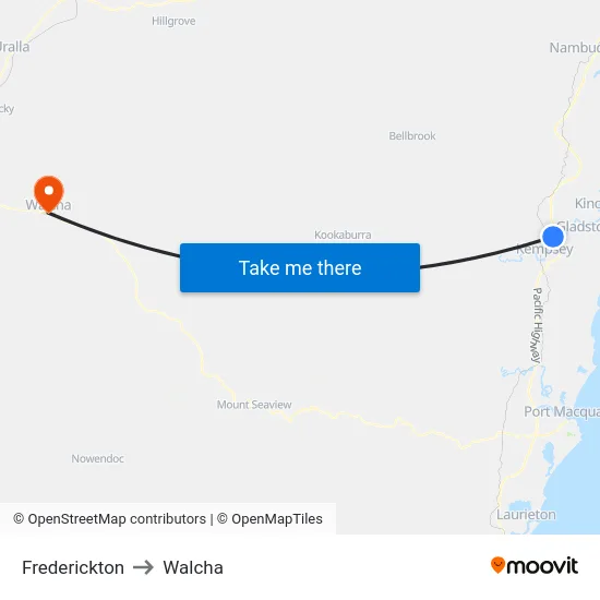 Frederickton to Walcha map