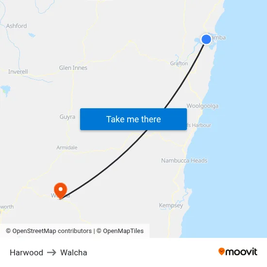 Harwood to Walcha map