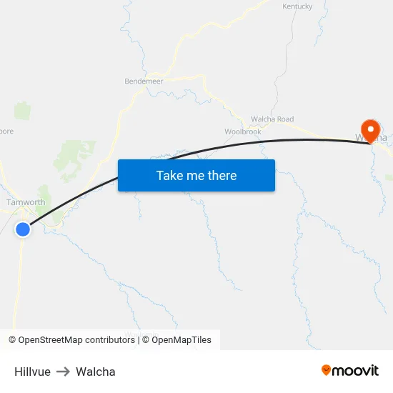 Hillvue to Walcha map