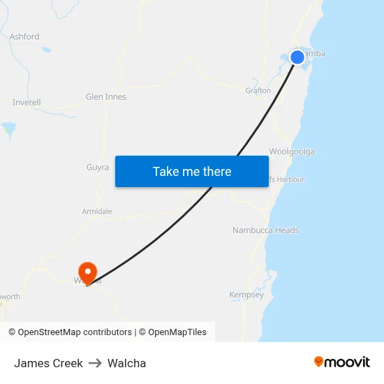 James Creek to Walcha map