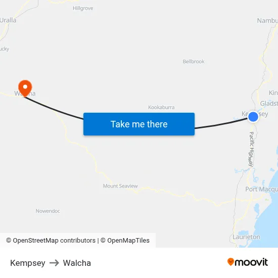 Kempsey to Walcha map