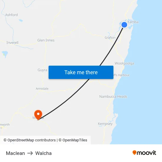 Maclean to Walcha map