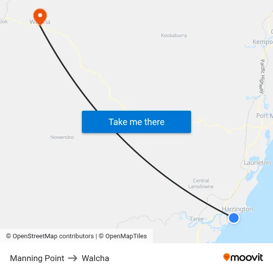 Manning Point to Walcha map