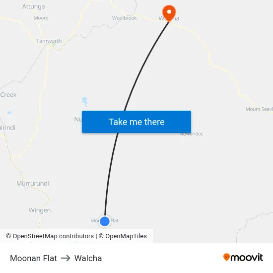 Moonan Flat to Walcha map
