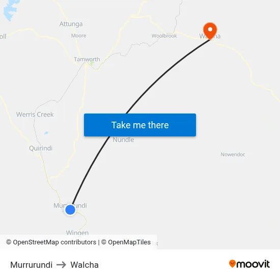 Murrurundi to Walcha map