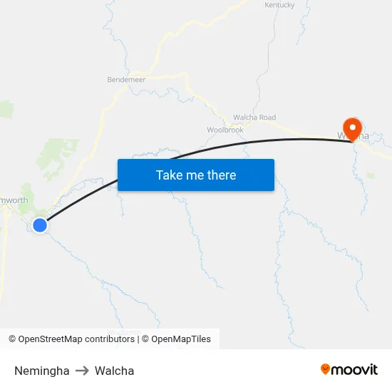 Nemingha to Walcha map