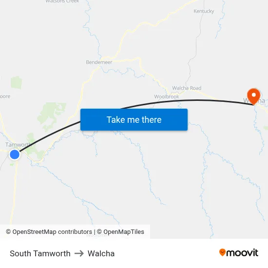 South Tamworth to Walcha map