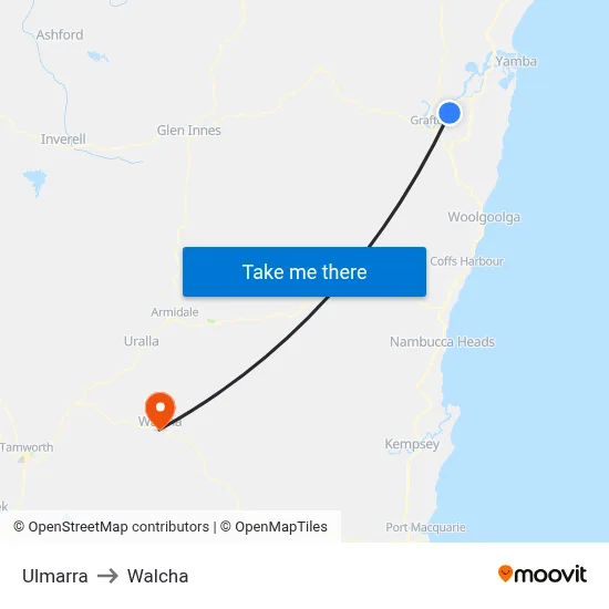 Ulmarra to Walcha map