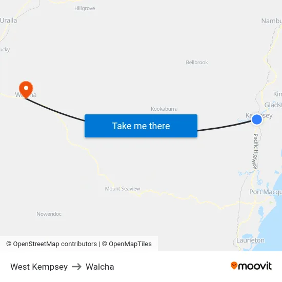 West Kempsey to Walcha map