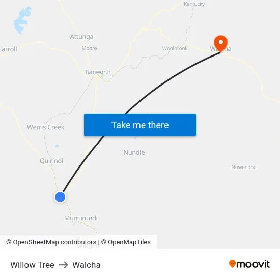 Willow Tree to Walcha map