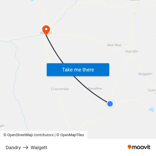 Dandry to Walgett map