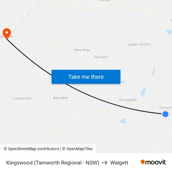 Kingswood (Tamworth Regional - NSW) to Walgett map