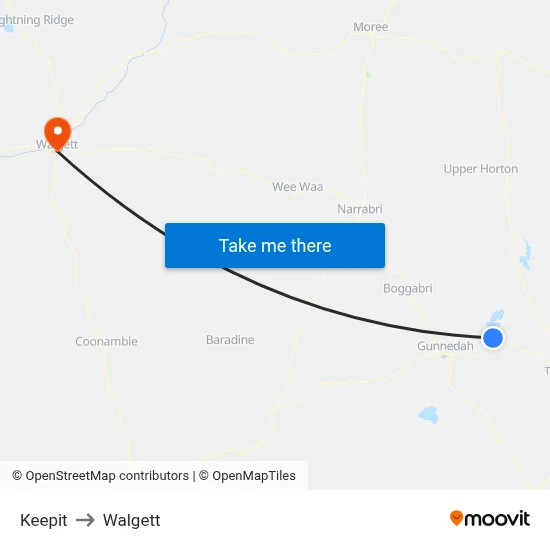 Keepit to Walgett map