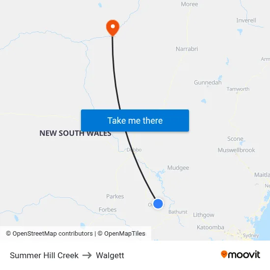 Summer Hill Creek to Walgett map