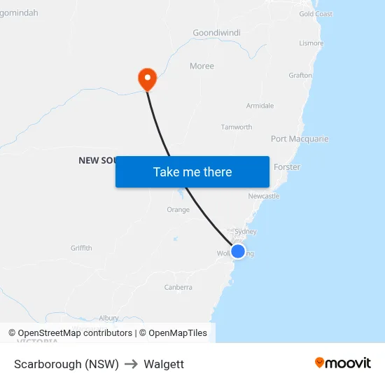 Scarborough (NSW) to Walgett map