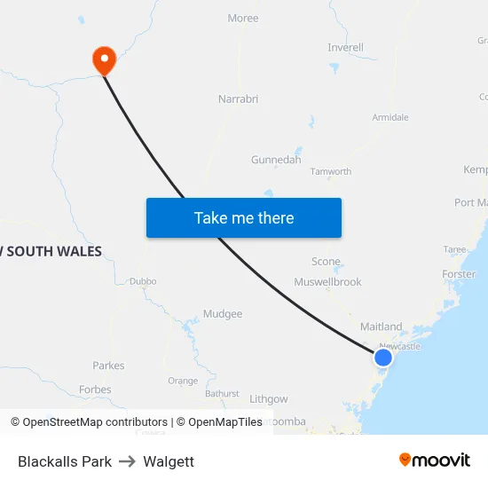 Blackalls Park to Walgett map